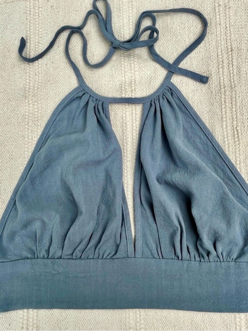 Cider Slate Gray Tie-Back Halter Crop Top Size M